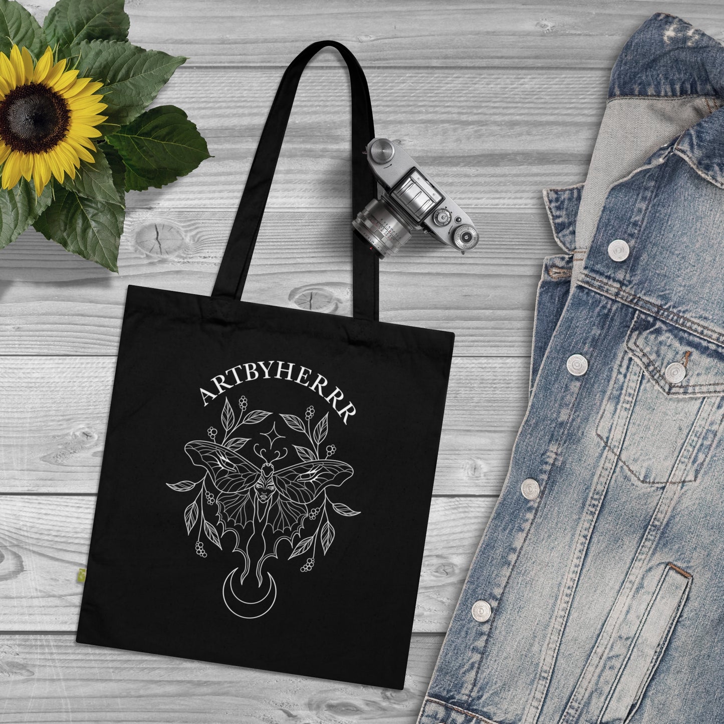Gothic Moth Black Tote Bag