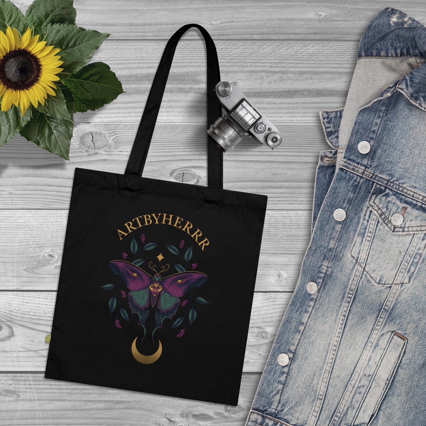 Gothic Moth Colour Tote Bag