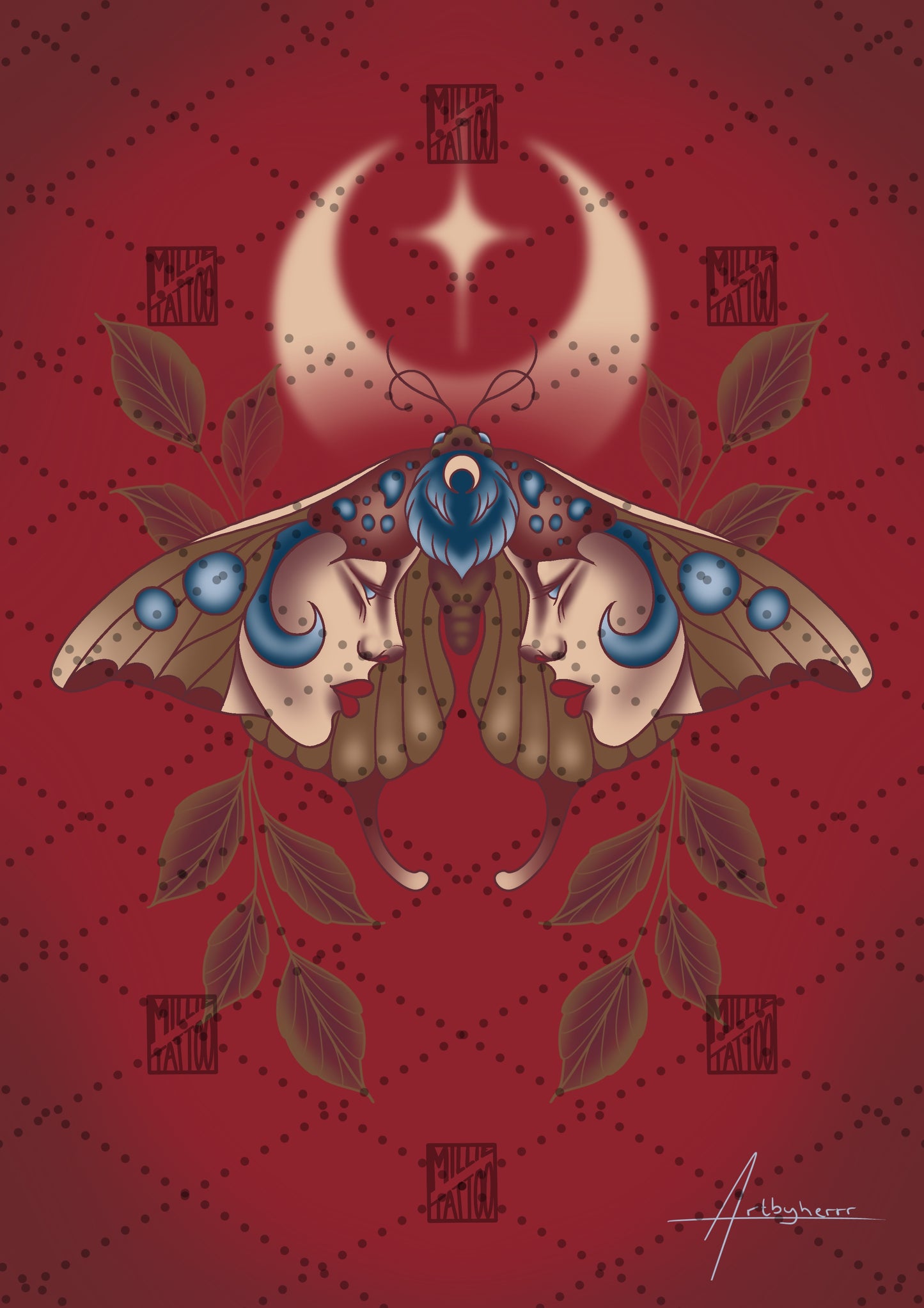 Red Moth Print